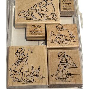 Stampin Up! Summer By The Sea Rubber Stamp Set Of 6 Wood-Mounted Stamps